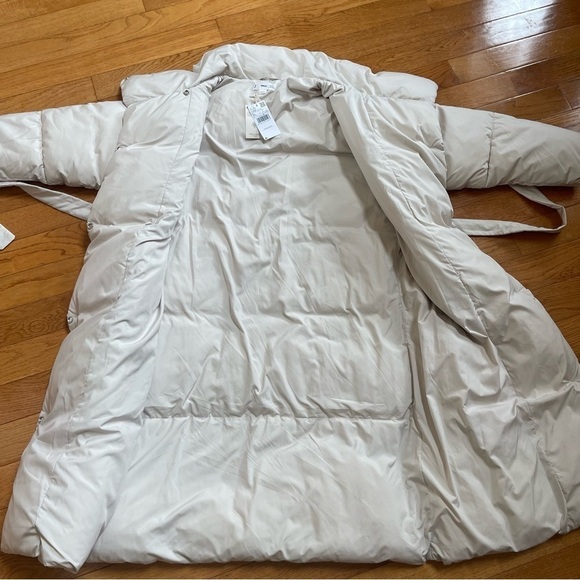 MANGO Ivory Midi Puffer Winter Coat Blanket Wrap around with Belt and Ho… - Picture 10 of 15